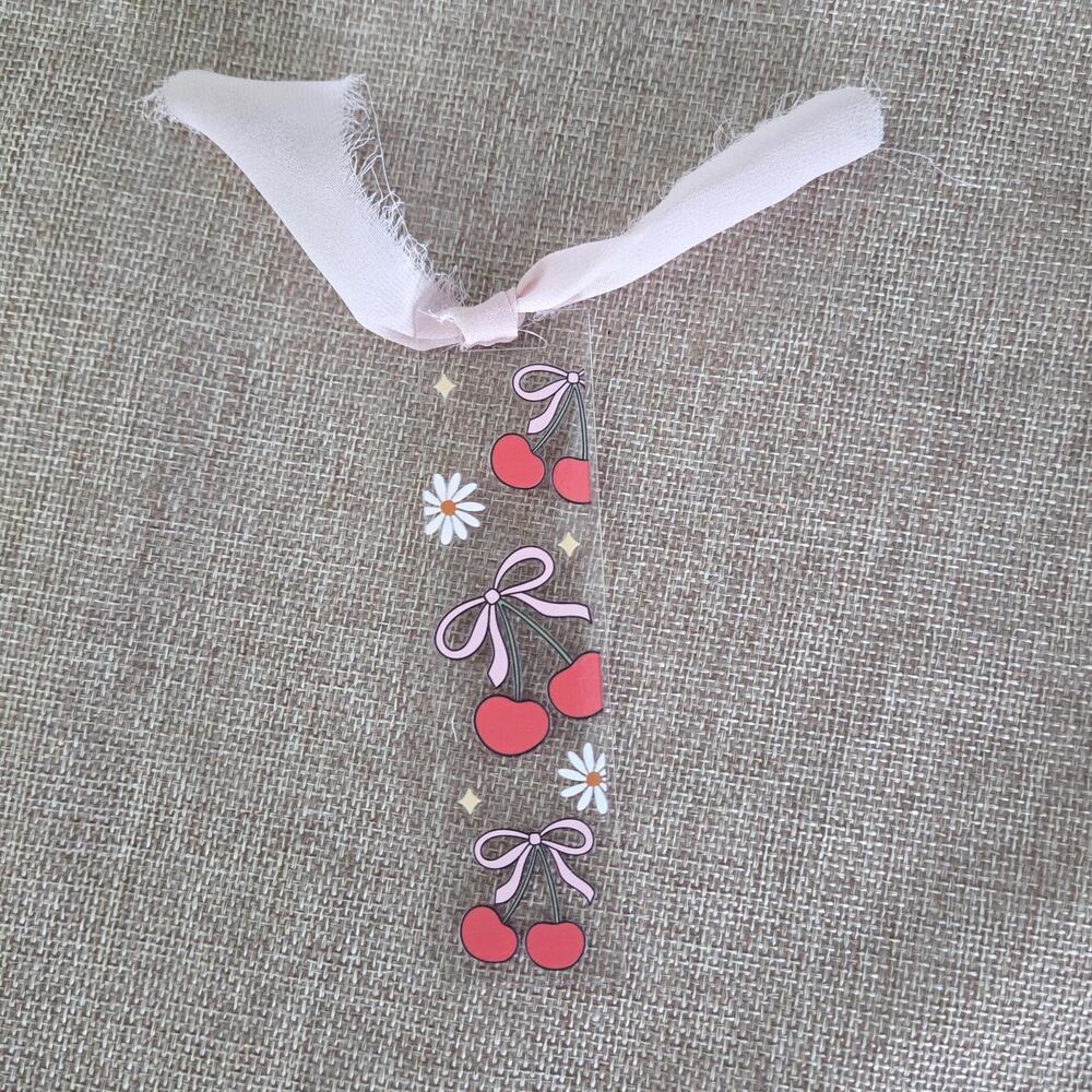 Cherry Orchard Bookmark, Clear Botanical Resin Reading Marker Cottagecore,